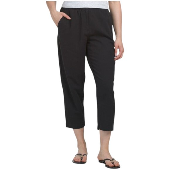 EILEEN FISHER Organic Cotton Cropped Crepe Pants - Picture 1 of 2